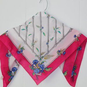 Spring Floral  Pink Purple Scarf Made in Italy